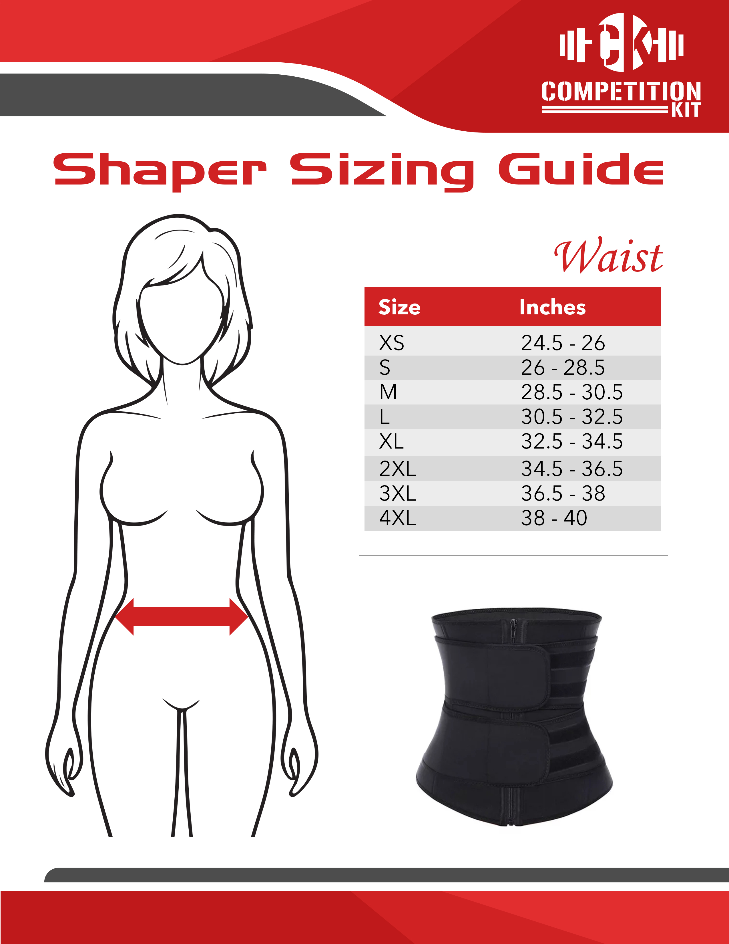 Waist Trainer sizing guide