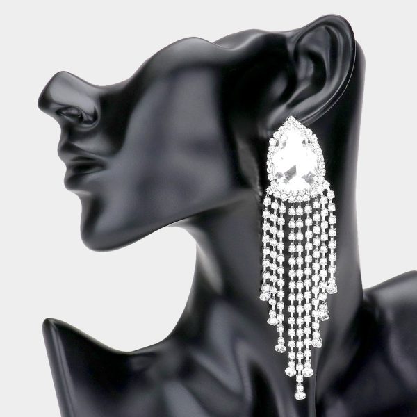 Teardrop Clear Rhinestone Earrings