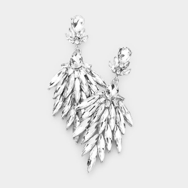 Marquise Stone Cluster Dangle Evening Earrings