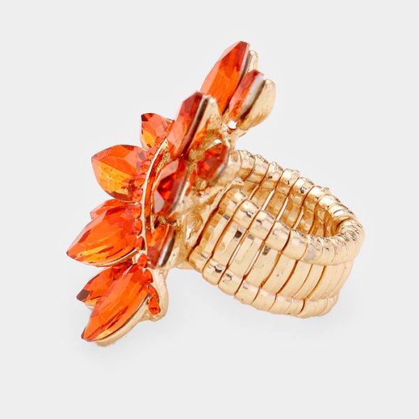 •  Teardrop Stone Accented Stretch Ring Orange - Image 2