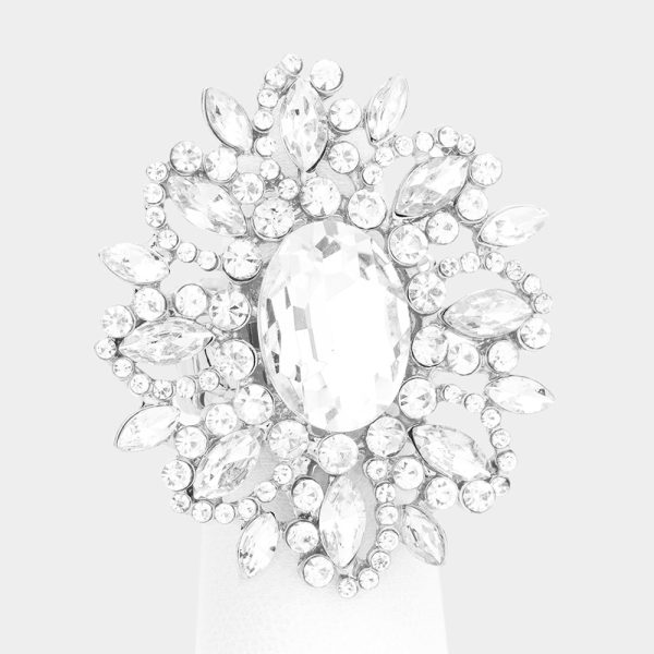 Oval Crystal Cluster Stretch Ring