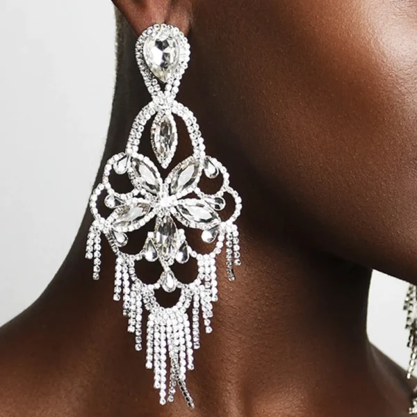 Marquise Clear Rhinestone Chandelier Earrings