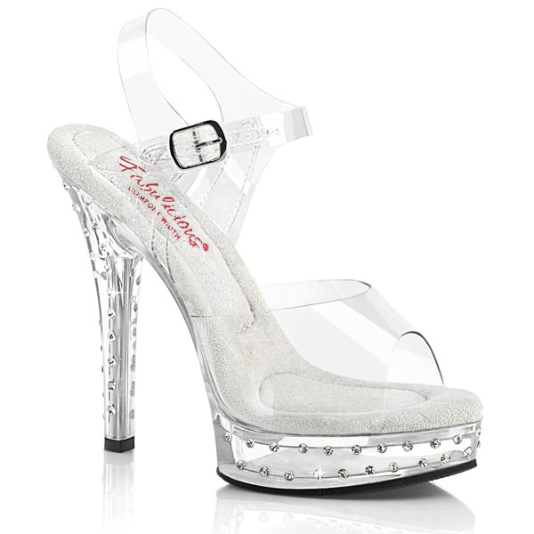 5" Heel, 7/8" Platform Ankle Strap Sandal 5" (132mm) Heel, 7/8" (25mm) Platform Comfort Width Ankle Strap Sandal Featuring Rhinestones Studded on the Heel and Platform Bottom The comfort width footbed is approximately 5% wider than our standard width.