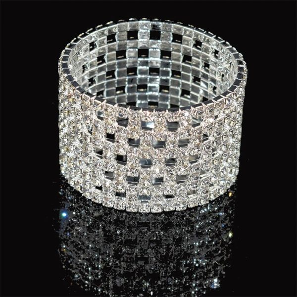 Large Clear Rhinestone Bracelet Multi-row Crystal Stretch Bracelet