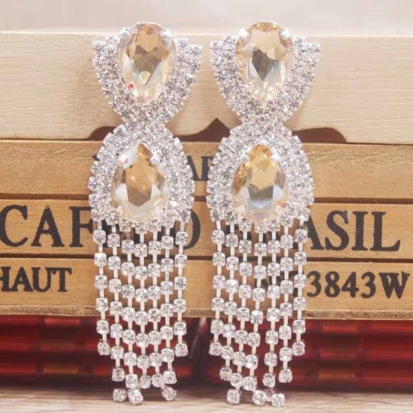 Clear Rhinestone Dangling Earrings