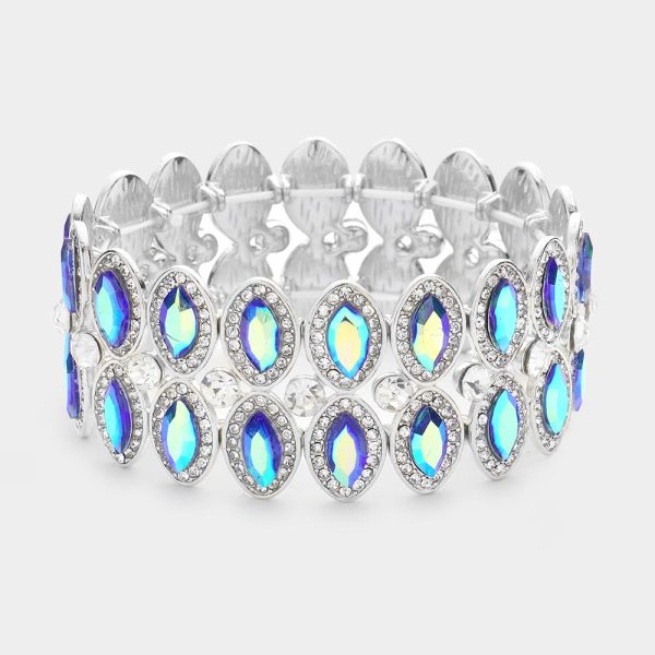 Teal Marquise Stone Accented Stretch Evening Bracelet