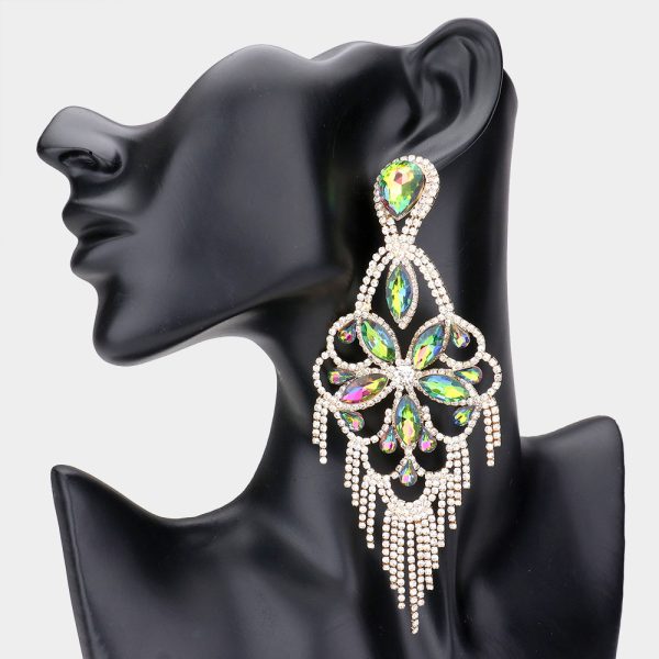 Marquise Peacock Stone Chandelier Earrings